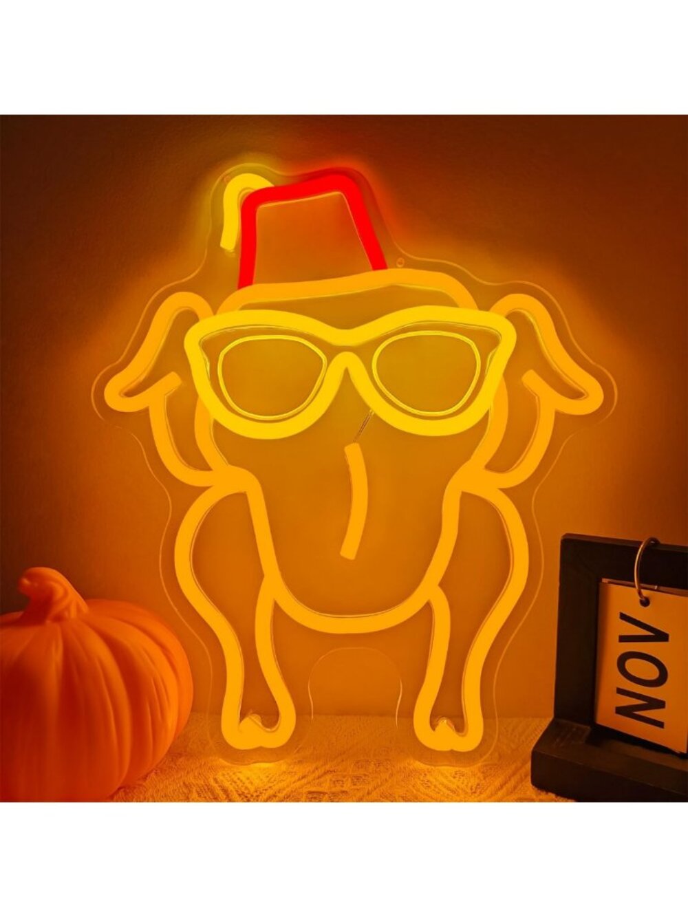 Dimmable Neon Sign for Friendsgiving | LED Wall Decor, Thanksgiving Turkey Light